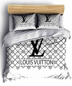 Louis Vuitton White Luxury Brand Fashion Premium Bedding Set