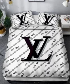 Louis Vuitton White Luxury Brand Premium Bedding Set