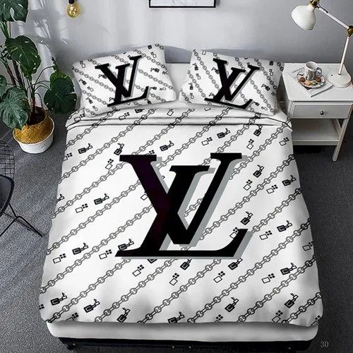 Louis Vuitton White Luxury Brand Premium Bedding Set