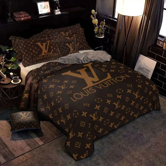 Louis vuitton new hot ver2 brown luxury brand bedding sets