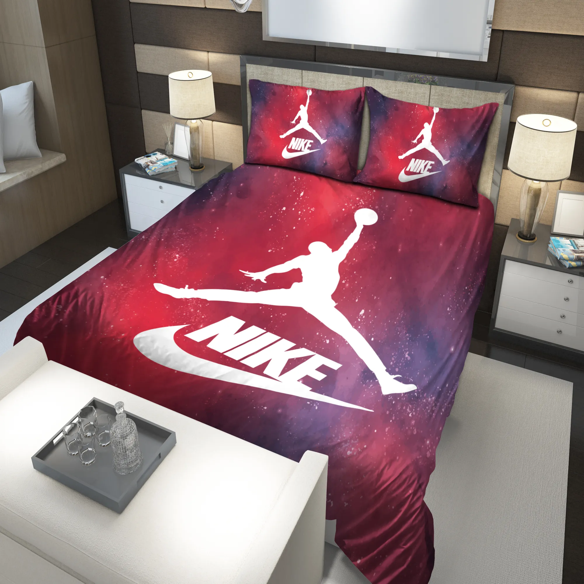 Nike Jordan Red Fashion Luxury Brand Premium Bedding Set