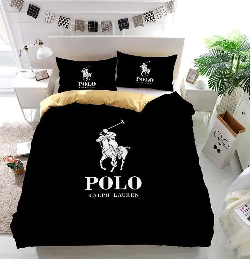 Ralph Lauren Black Fashion Luxury Brand Premium Bedding Set