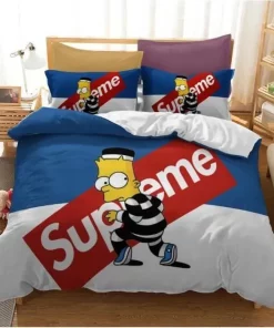 Supreme Bart Simpson White Blue Luxury Brand Bedding Set