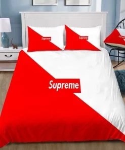 Supreme Logo Red White Luxury Brand Bedding Set