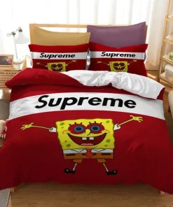 Supreme SpongeBob SquarePants Red Luxury Brand Bedding Set