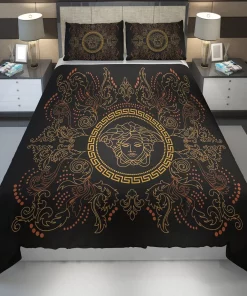 Versace Black Fashion Luxury Brand Bedding Set