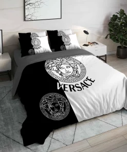 Versace Black White Luxury Brand High End Premium Bedding Set