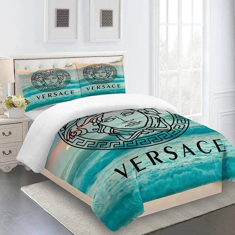 Versace Blue Sea Luxury Brand High End Premium Bedding Set