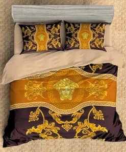 Versace Brown Golden Fashion Luxury Brand Bedding Set