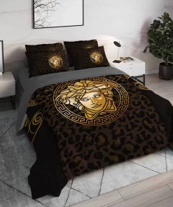 Versace Brown Medusa Luxury Brand High End Premium Bedding Set