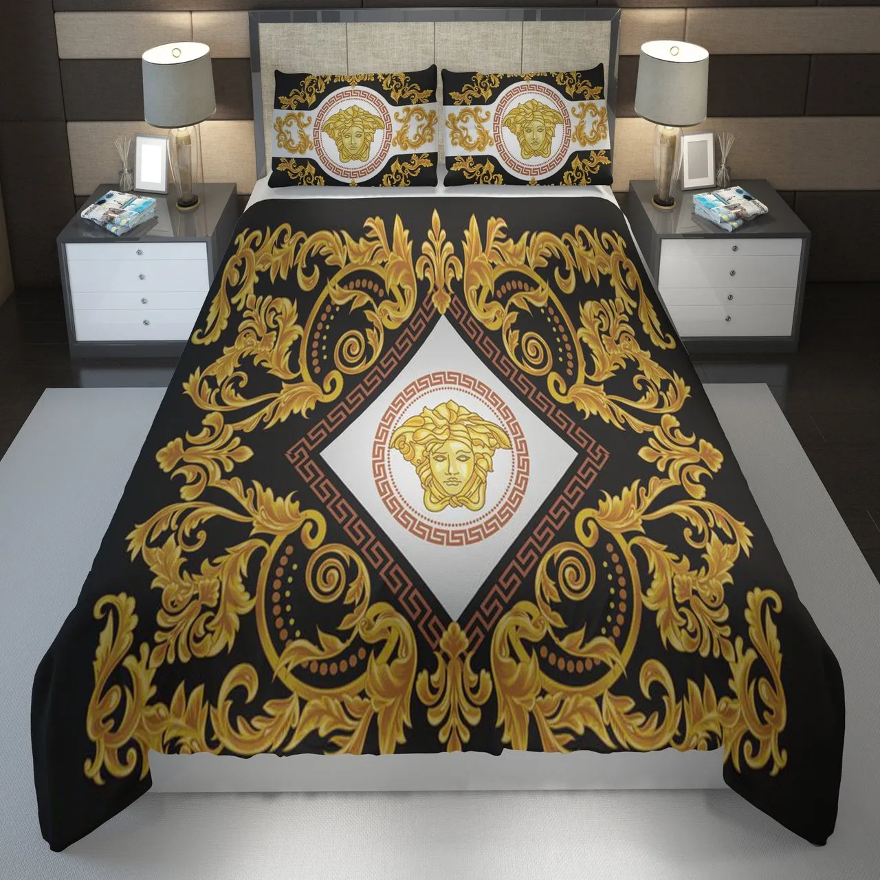 Versace Golden Fashion Luxury Brand Bedding Set