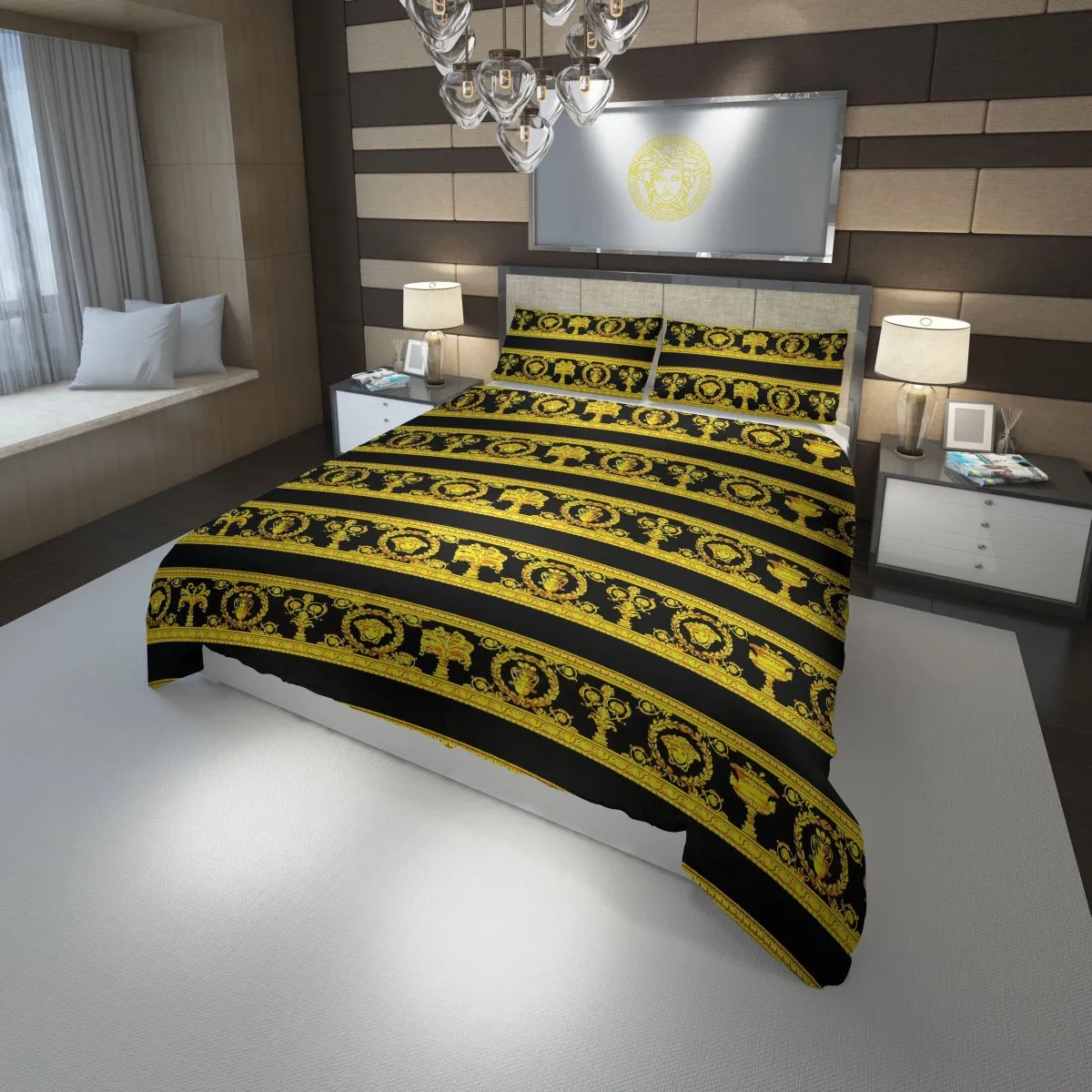 Versace Golden Fashion Luxury Brand Premium Bedding Set