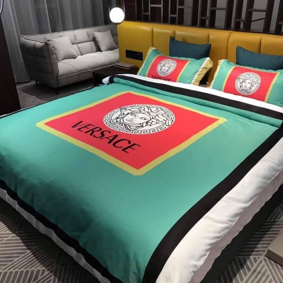 Versace Green Red Luxury Brand Bedding Set