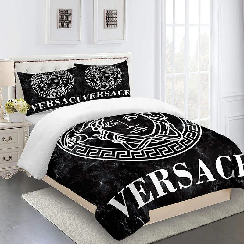 Versace Medusa Black Luxury Brand Bedding Set