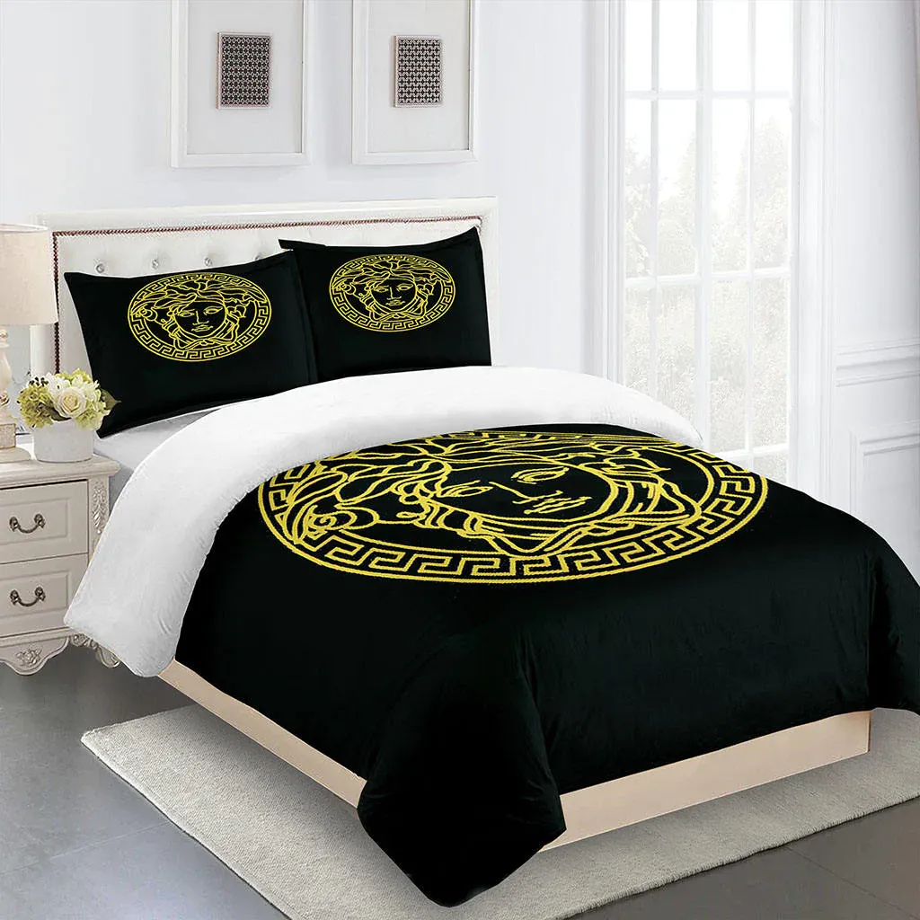 Versace Medusa Gold Luxury Brand Bedding Set