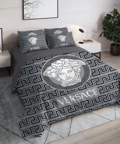 Versace Medusa Grey Luxury Brand High End Premium Bedding Set