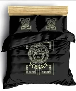 Versace Medusa Pattern Black Luxury Brand Premium Bedding Set