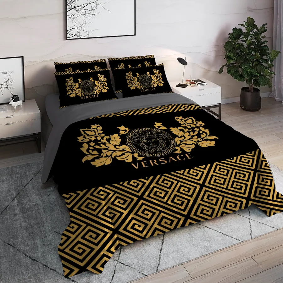 Versace Medusa Pattern Luxury Brand High End Premium Bedding Set