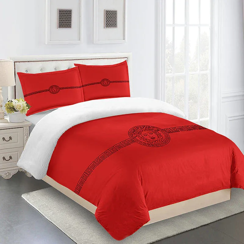 Versace Medusa Red Luxury Brand Bedding Set