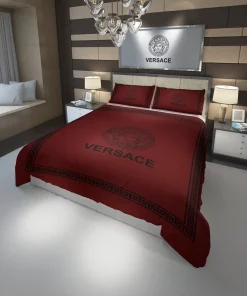 Versace Red Fashion Luxury Brand Premium Bedding Set