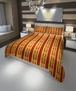 Versace Red Golden Fashion Luxury Brand Premium Bedding Set