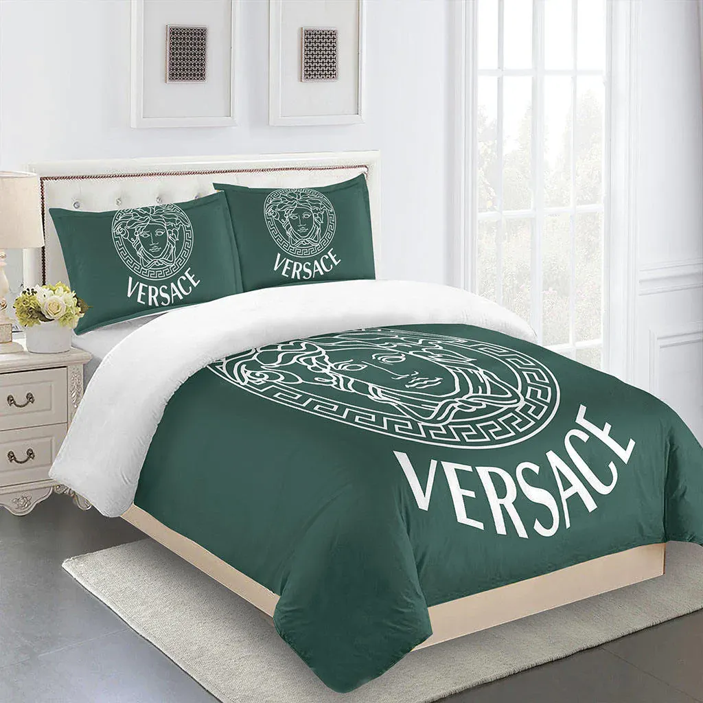 Versace Teal Luxury Brand High End Premium Bedding Set