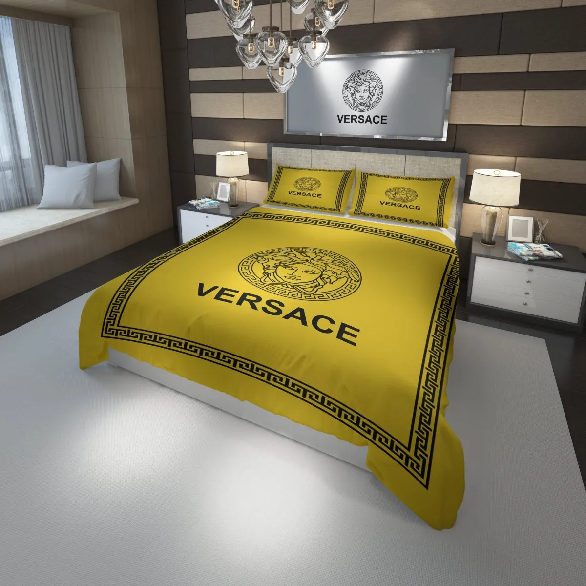 Versace Yellow Fashion Luxury Brand Bedding Set