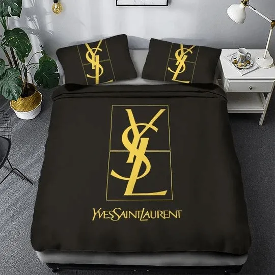 Yves Saint Laurent Black Luxury Brand Premium Bedding Set