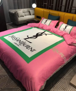 Yves Saint Laurent Logo Pinky New Fashion Luxury Brand Bedding Set