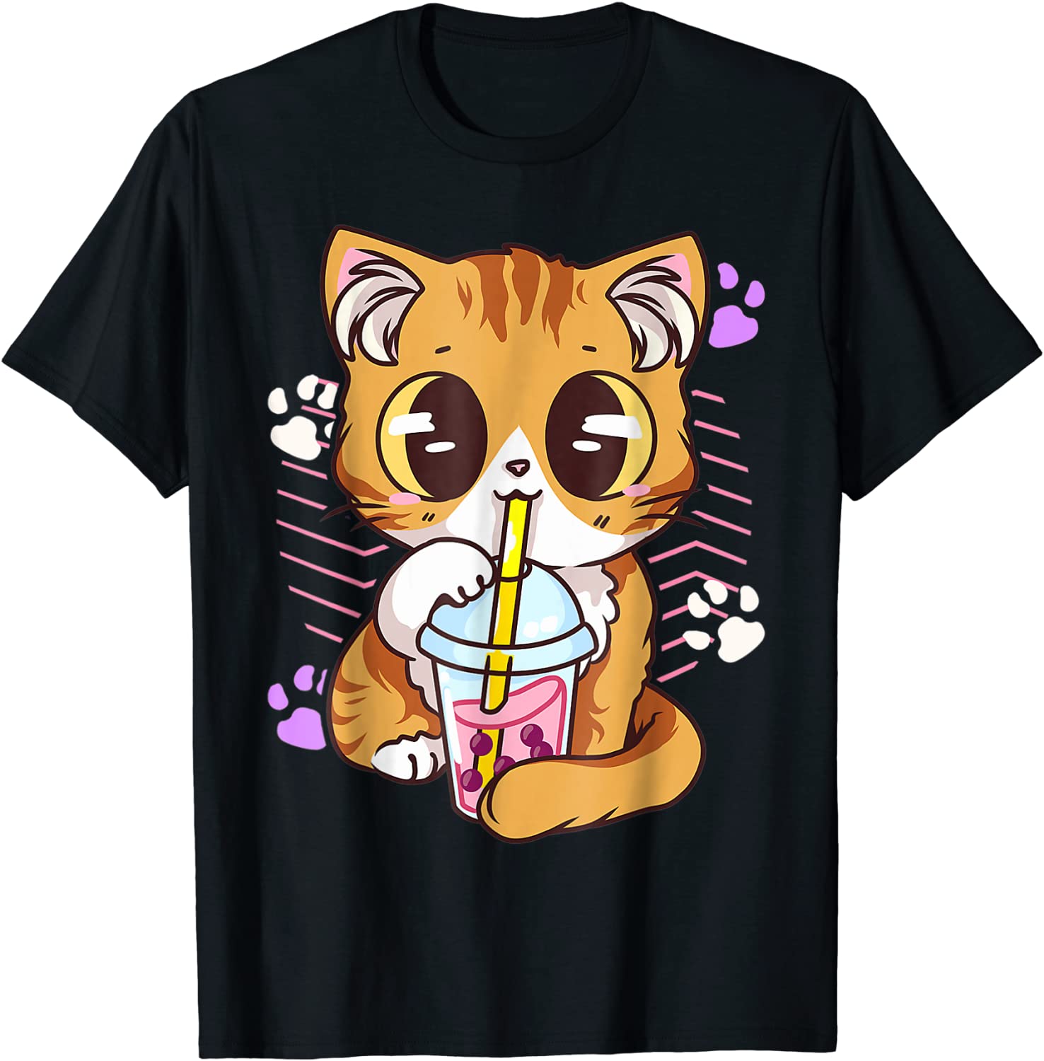 Cute Cat Boba Bubble Milk Tea International Cat Day T-Shirt - Custom ...