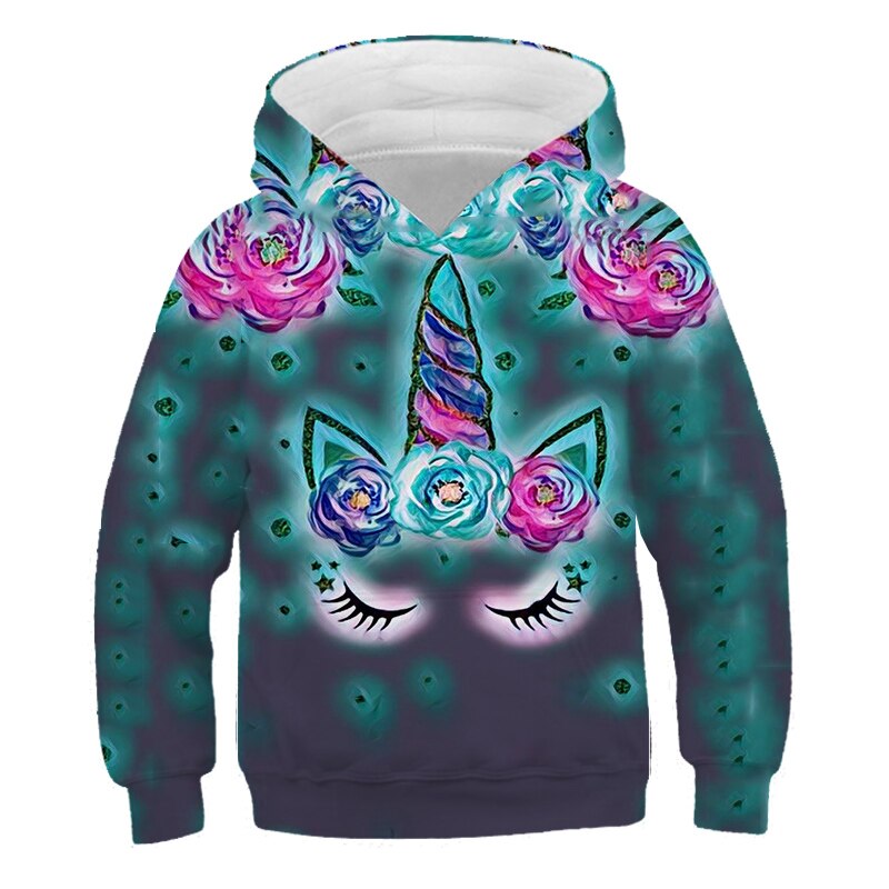 Boys Girls Sweatshirt Galaxy Unicorn Pullover Hoodie 3D Kids Animal Jumper Coat