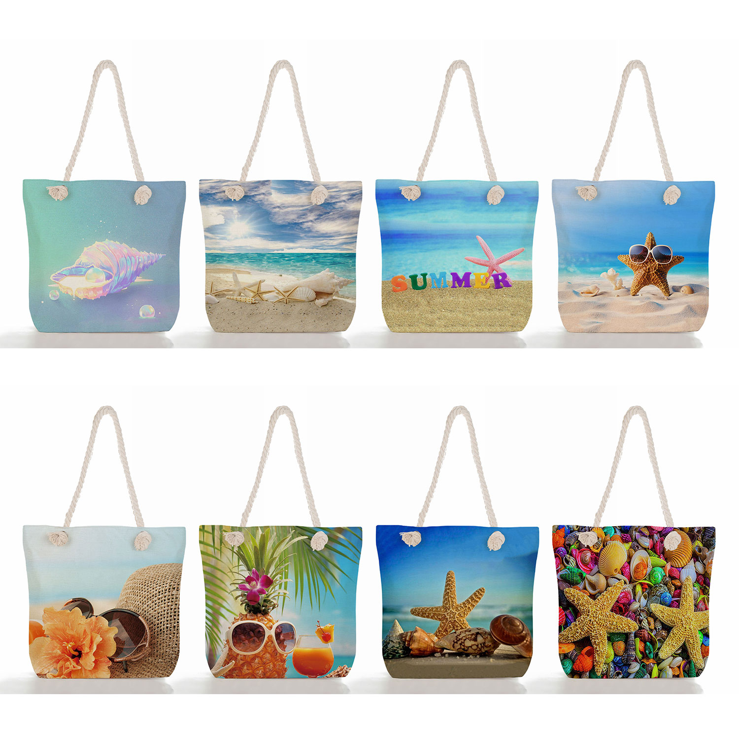Summer-High-Capacity-Linen-Beach-Bag-Plant-Eco-Reusable-Shopper-Bag-Starfish-Shell-Printed-Handbags-Thick