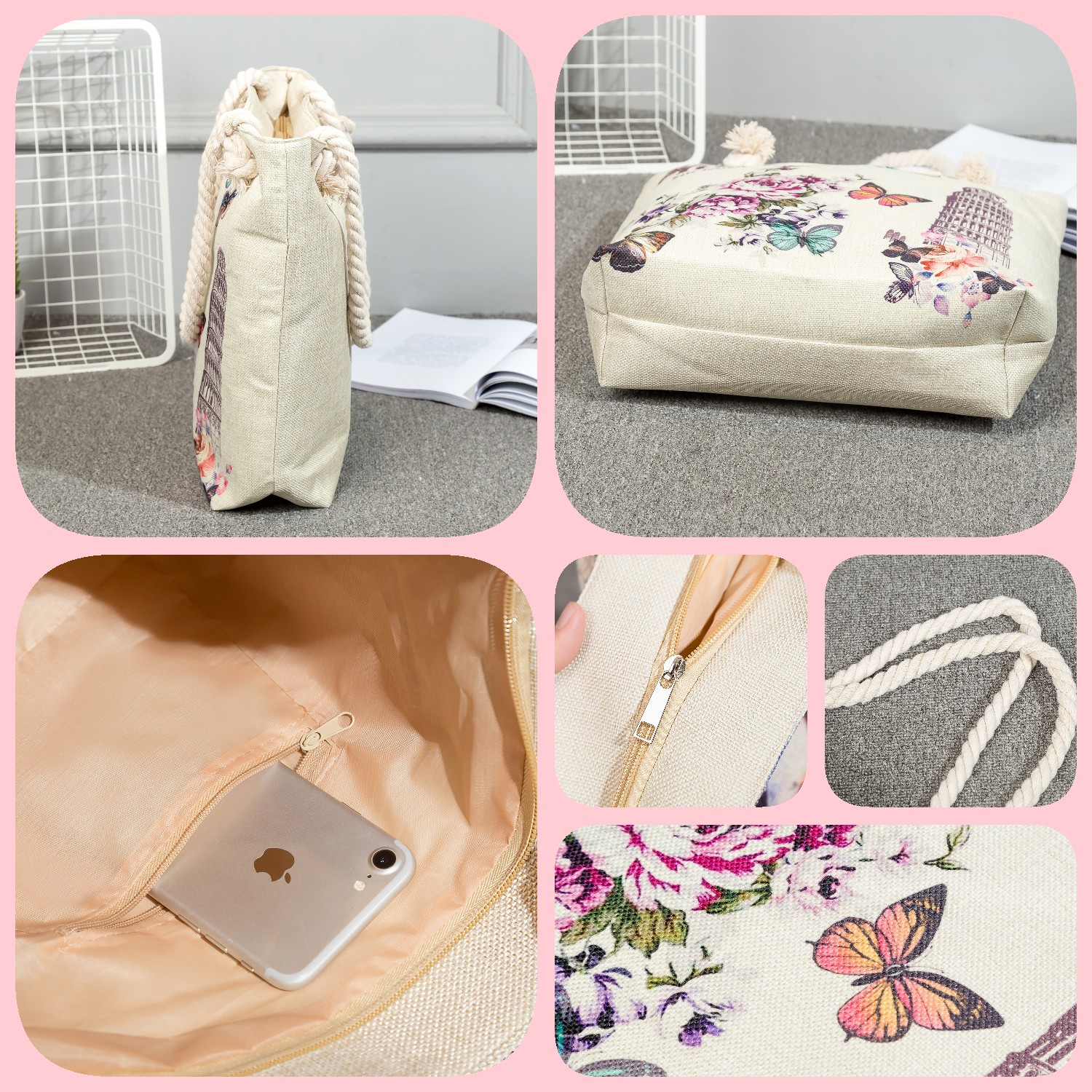 Summer-High-Capacity-Linen-Beach-Bag-Plant-Eco-Reusable-Shopper-Bag-Starfish-Shell-Printed-Handbags-Thick-3