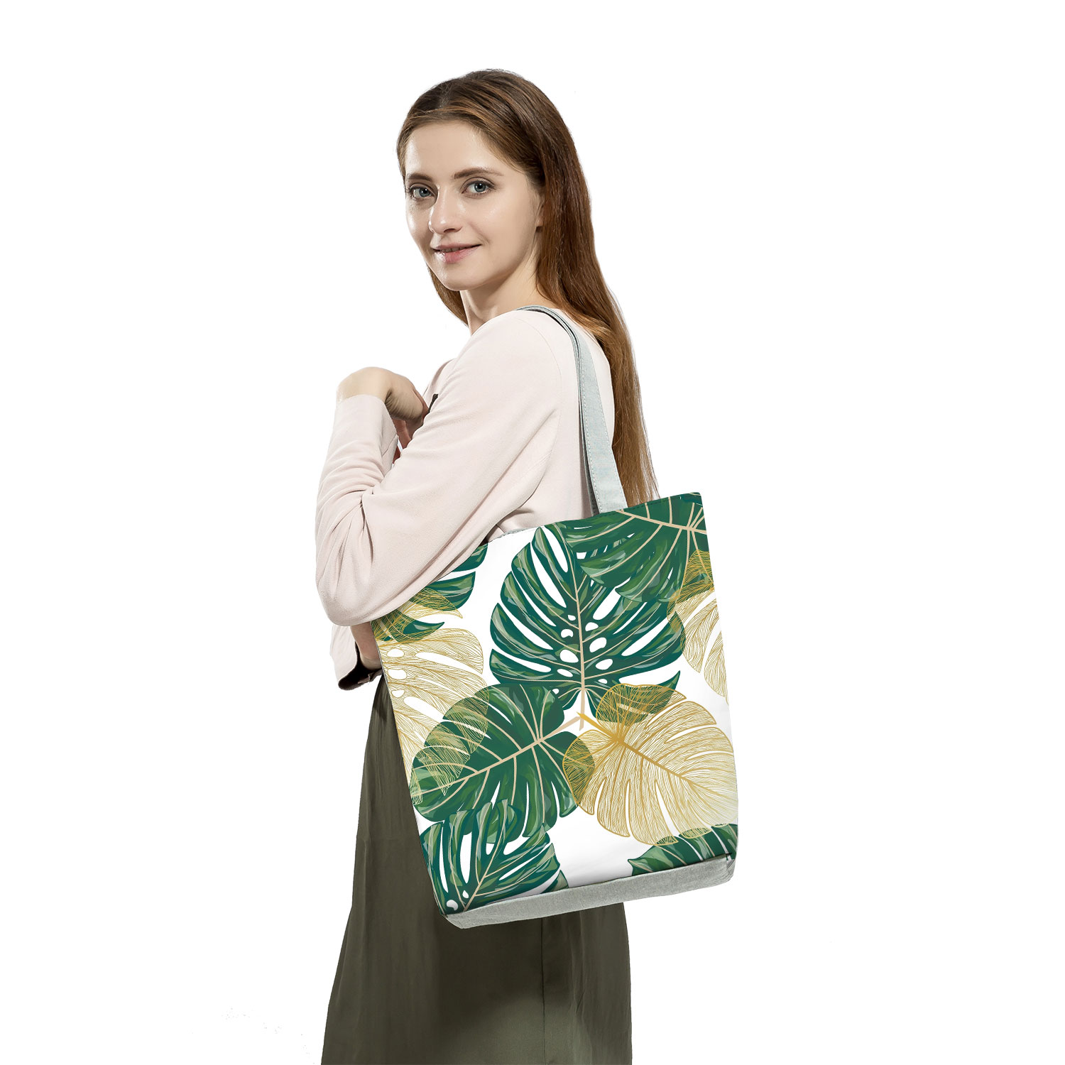 Plant-Printed-Handbags-Turtle-Leaf-Leaves-High-Capacity-Shoulder-Bag-Eco-Reusable-Shopping-Bag-Green-Casual-2