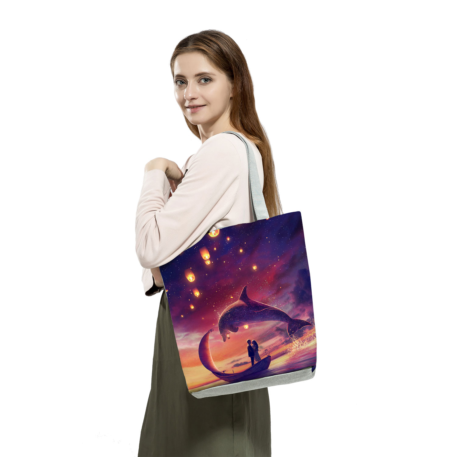 Shopping-Shoulder-Bags-Casual-Whale-Turtle-Mermaid-Print-Tote-Foldable-Water-Animals-Graphic-Women-Eco-Reusable-2