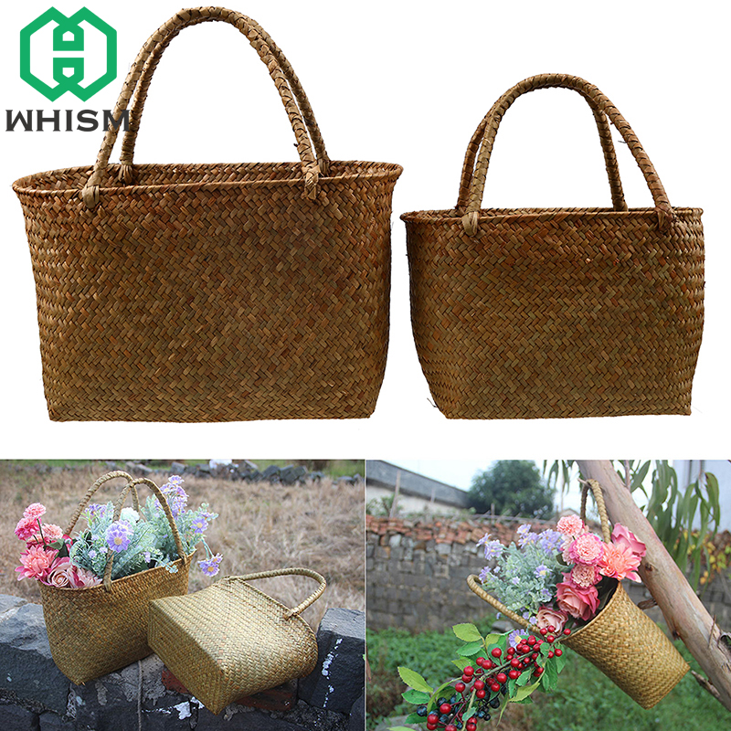 Seagrass-Storage-Basket-Hand-woven-Straw-Flower-Bags-Ladies-Handbag-Picnic-Organizer-Sundries-Container-Garden-Decoration-1