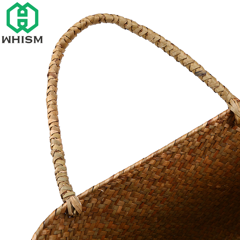 Seagrass-Storage-Basket-Hand-woven-Straw-Flower-Bags-Ladies-Handbag-Picnic-Organizer-Sundries-Container-Garden-Decoration-5