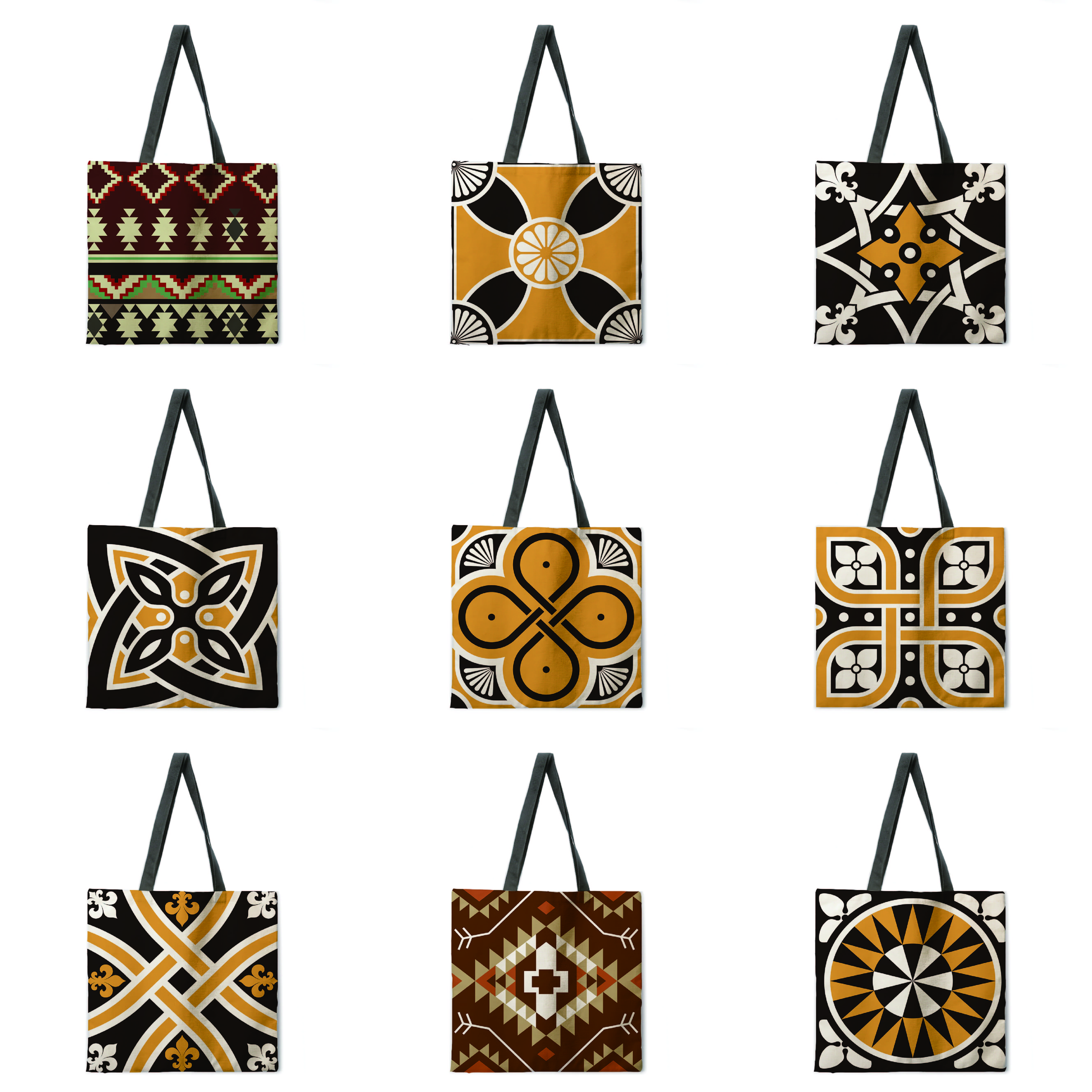 Black-and-yellow-windmill-tote-bag-shoulder-bag-linen-fabric-casual-tote-bag-foldable-shopping-bag