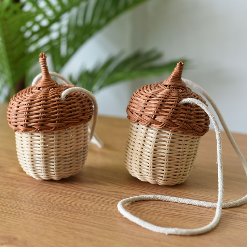 2022-New-Acorn-shaped-Storage-Basket-Hand-woven-Round-Rattan-Bag-Bucket-Tropical-Beach-Style-Woven