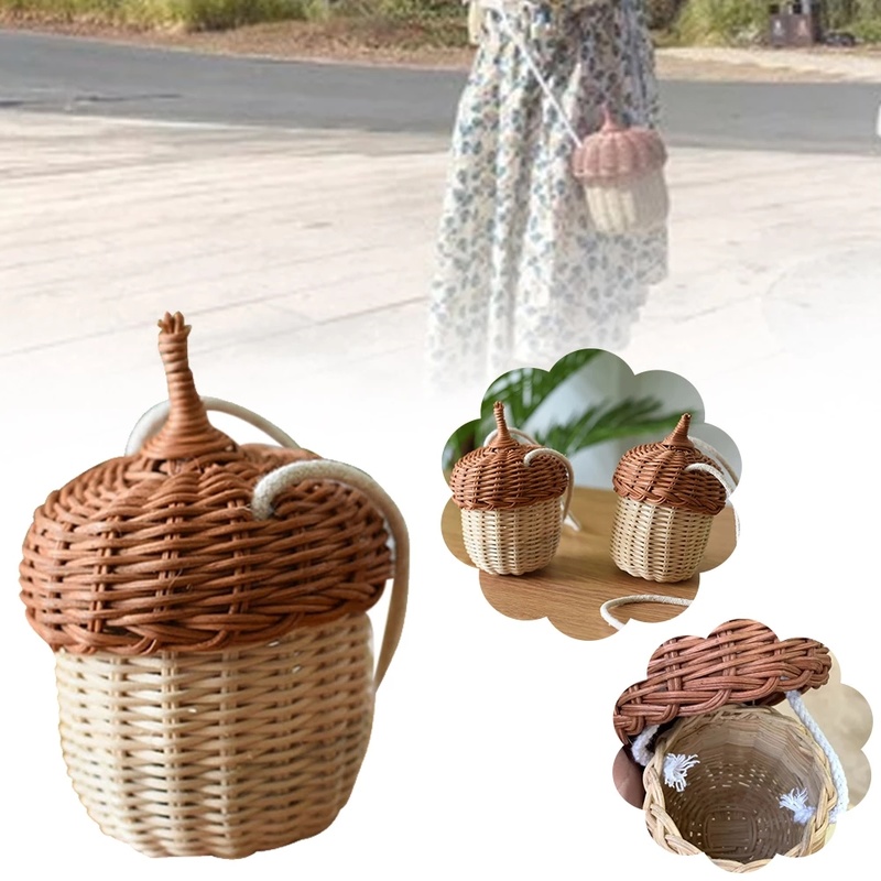 2022-New-Acorn-shaped-Storage-Basket-Hand-woven-Round-Rattan-Bag-Bucket-Tropical-Beach-Style-Woven-2