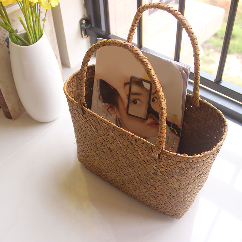 Seaweeds-Woven-Basket-Flower-Basket-Garden-Succulent-Bag-Flower-Basket-Crafts-Storage-Basket-Women-Handbag-Summer-4