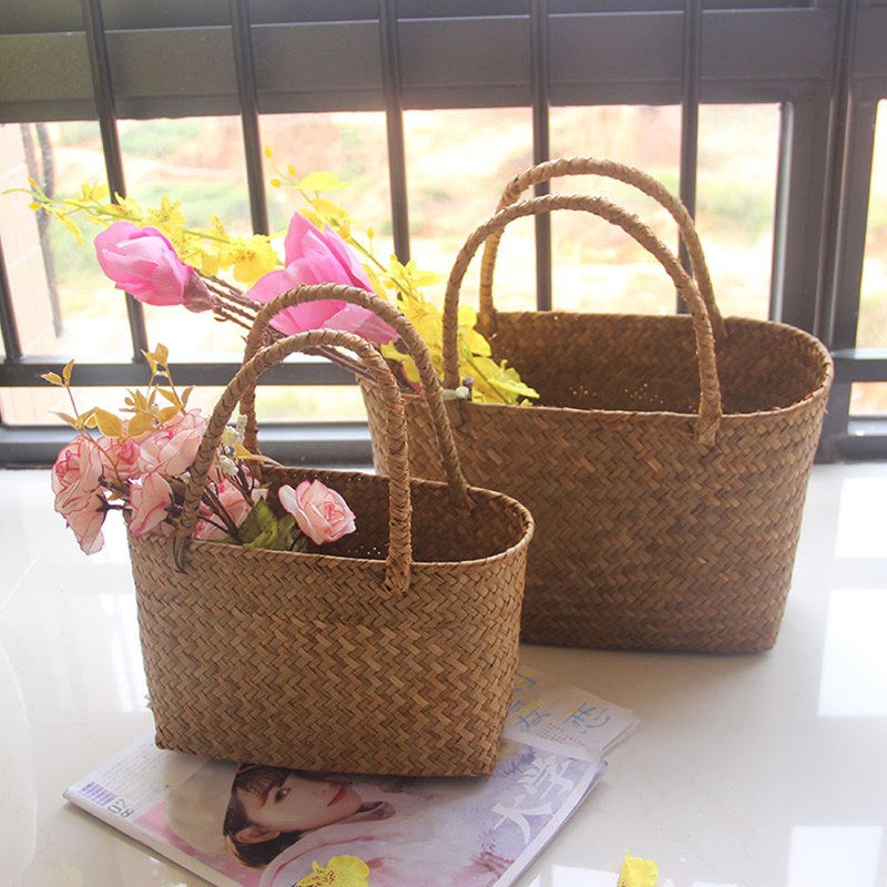 Seaweeds-Woven-Basket-Flower-Basket-Garden-Succulent-Bag-Flower-Basket-Crafts-Storage-Basket-Women-Handbag-Summer-5