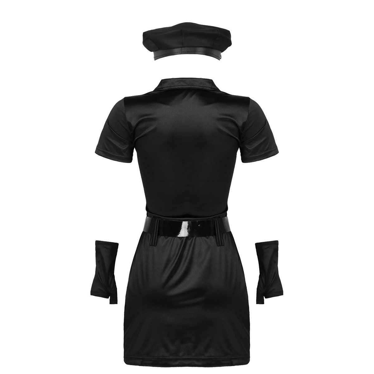 Women Police Officer Costume Cop Uniform Zipper Bodycon Dress with Cop ...