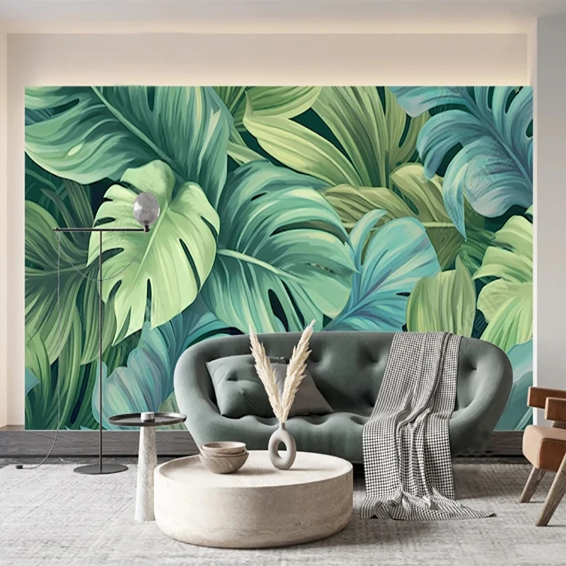 Custom Mural Modern Rainforest Plants Have Green Leaves Bedroom Living