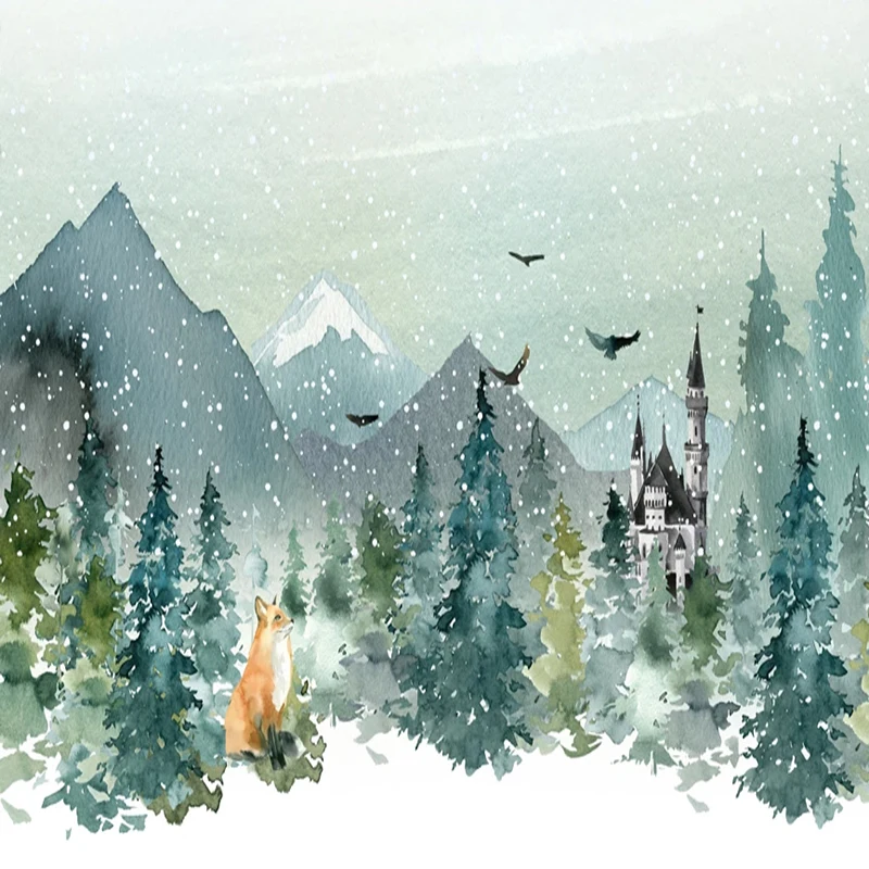 Custom-Photo-Wallpaper-3D-Hand-Painted-Castle-Forest-Animal-Children-s-Bedroom-Murals-Abstract-Art-Papel-3