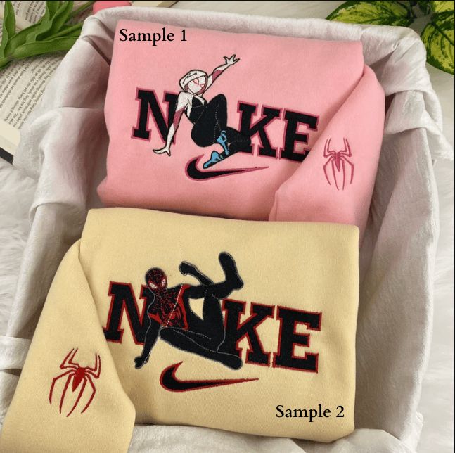 Spiderman Embroidered Matching Set Sweatshirt, Hoodie Couple Set Embroidered T-Shirt Sweatshirt Hoodie